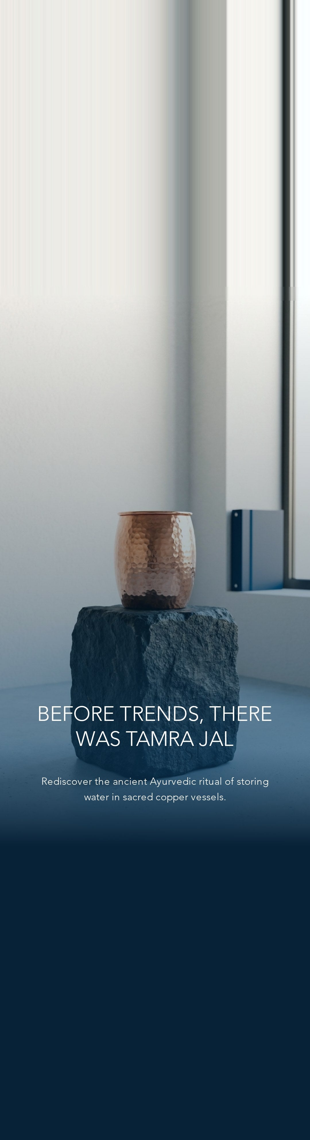Pure copper tumbler on stone — Before trends, there was tamra jal